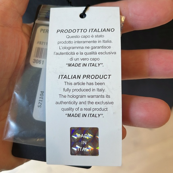 NWT black Peruzzi drop sleeve handkerchief hem tunic with silver & gold accents - Picture 8 of 13